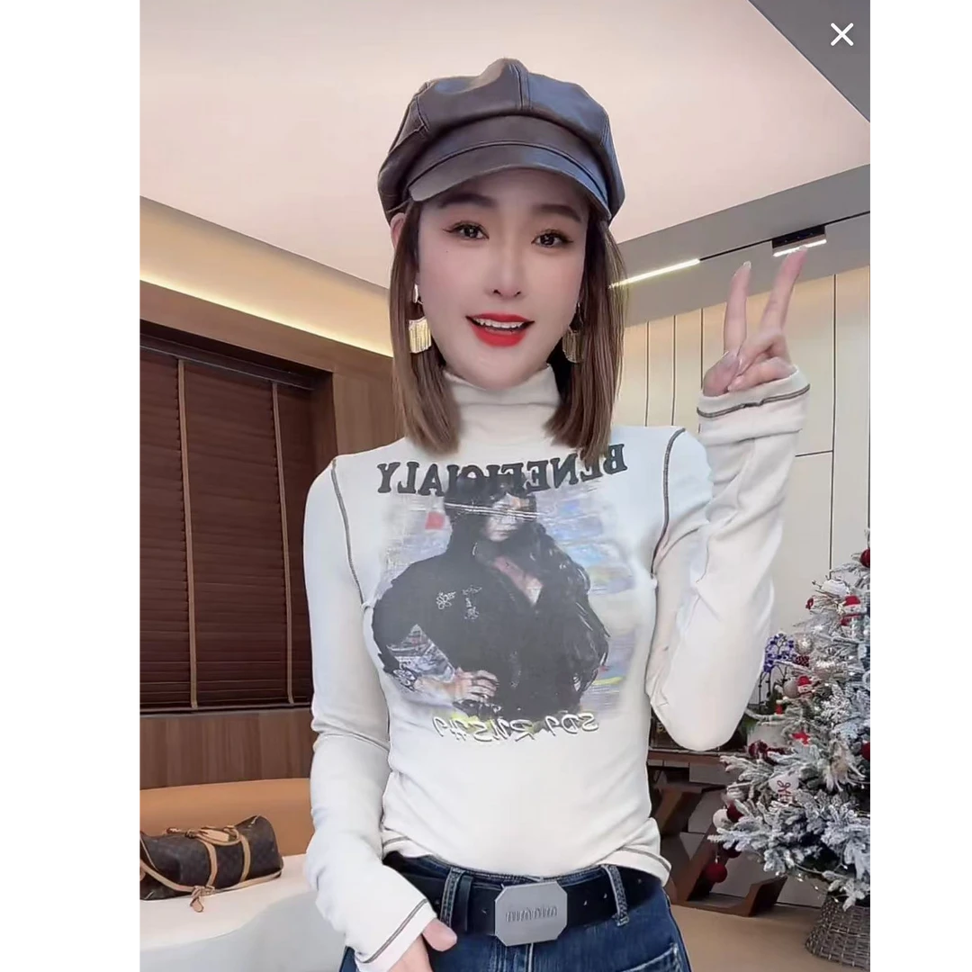 HUANG  VINI【黄微倪】 新款设计感上衣长袖打底女CX121002