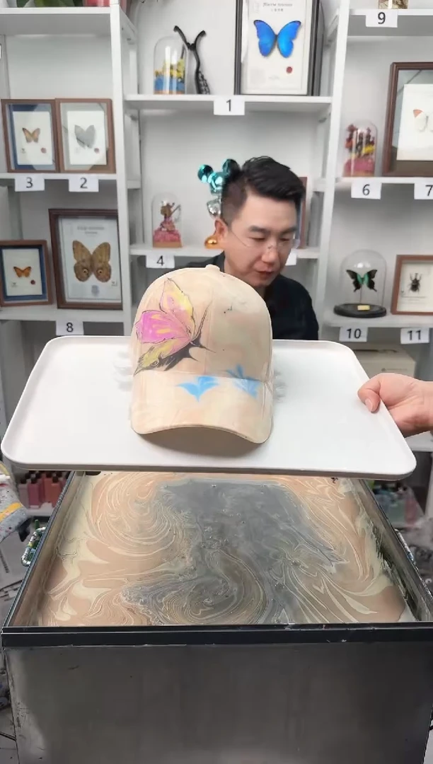纯棉成人款蝶恋草水拓帽