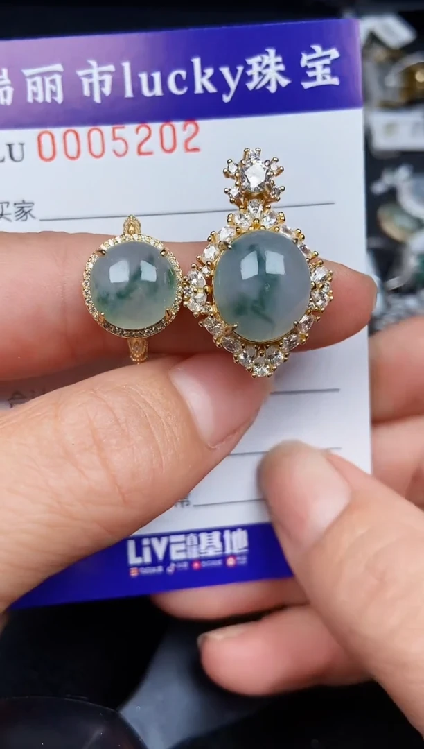 翡翠银S925镶嵌颈饰5202