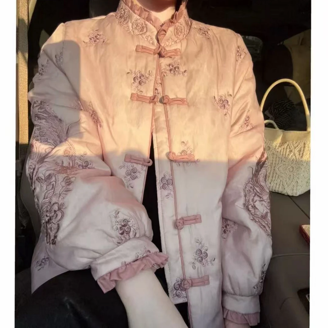 【凤凰于飞】新中式国风显瘦减龄气质重工刺绣女士棉服0361
