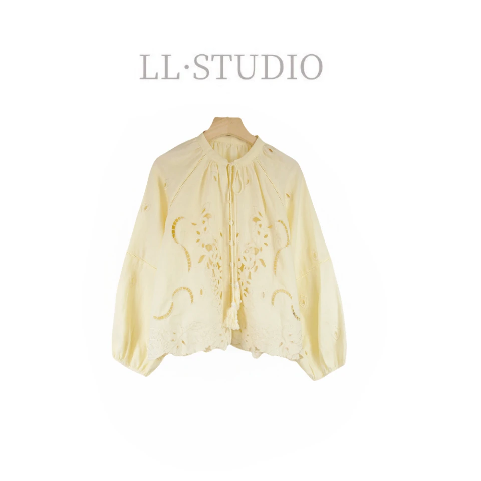 妙兮·LL夏季新款气质百搭洋气显瘦刺绣镂空设计款衬衫*20250612