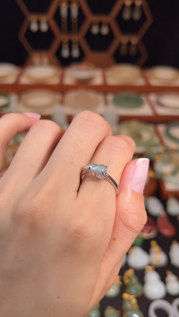 银S925镶嵌戒指翡翠放漏