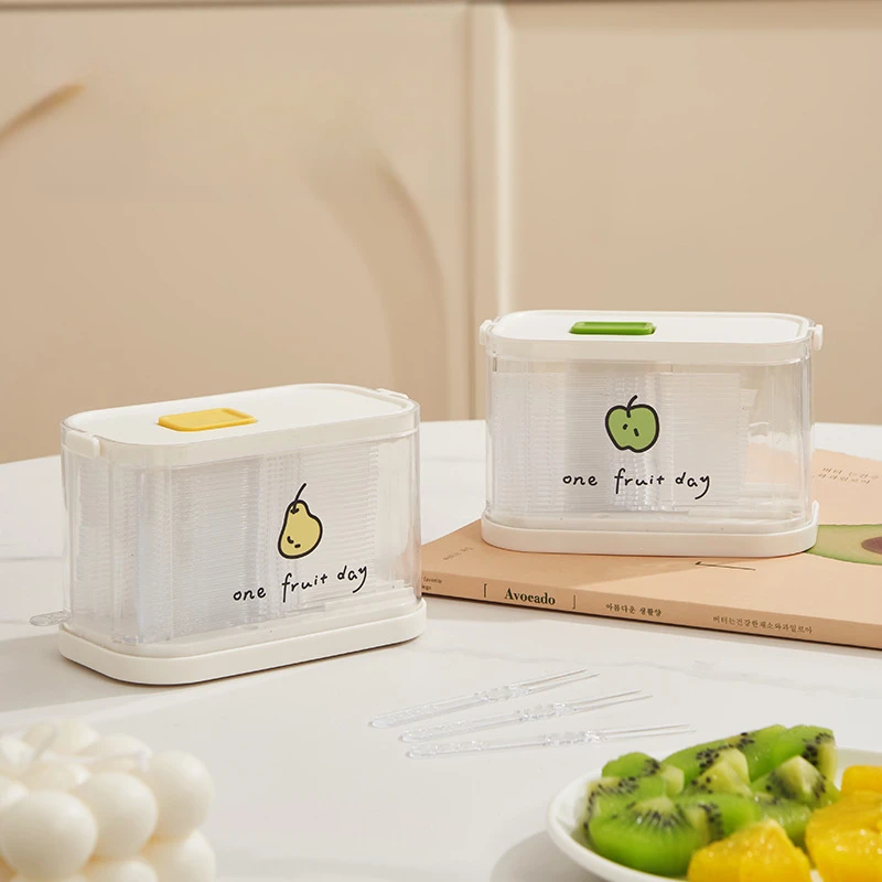 千姑娘一次性水果叉便携收纳家用蛋糕点心专用透明小叉子套裝网红