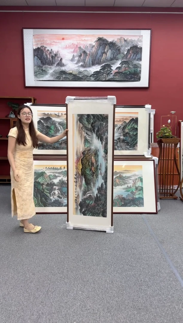 国画手绘 日照金山 172*62