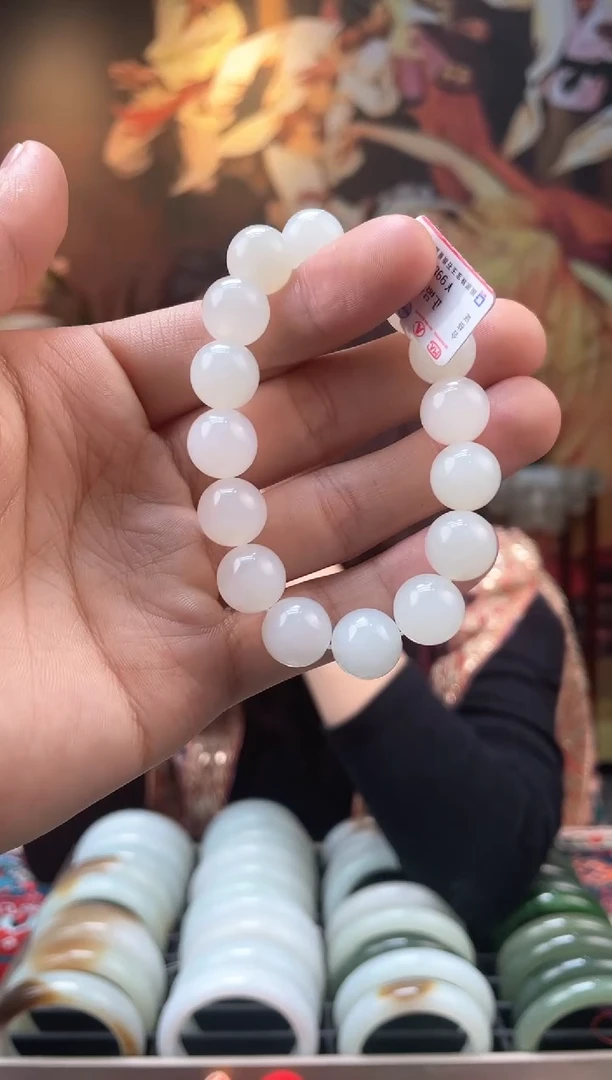 【闪购商品】和田玉手链未镶嵌白猫卡11-12手串多样性发一条