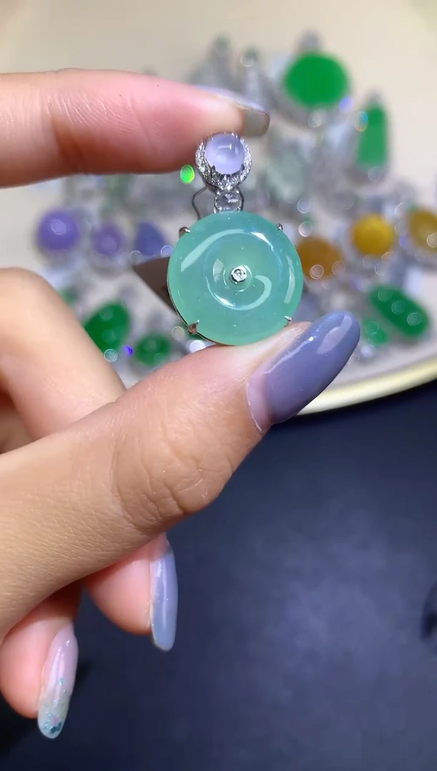 吊坠(不含链)18K金镶嵌翡翠吊坠A203|3980