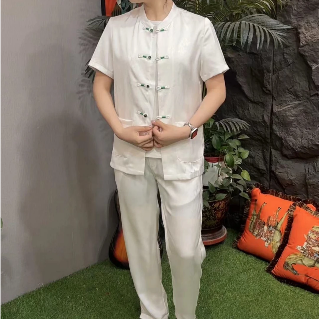 264007 043男士新款潮流时尚休闲唐装套装