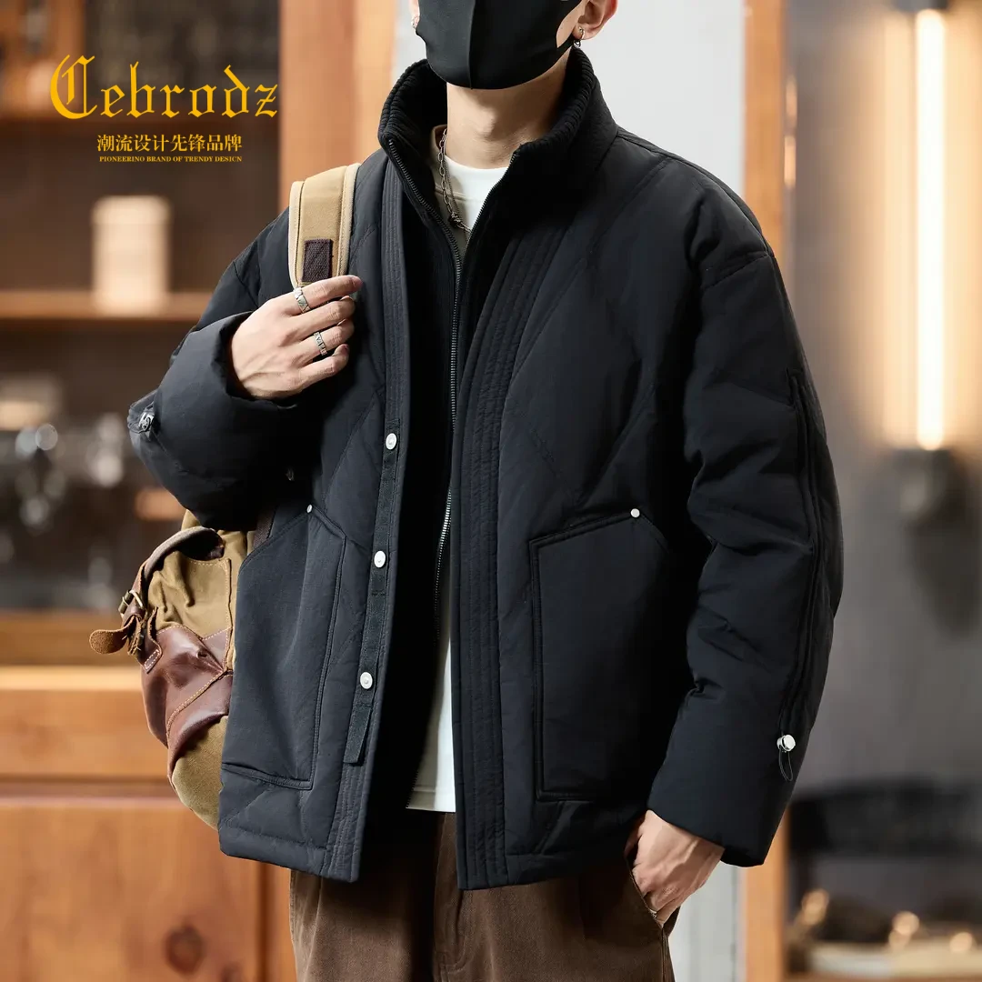 法国Cebrodz新款羽绒服男冬季短款外套男士保暖鸭绒内胆夹克休闲