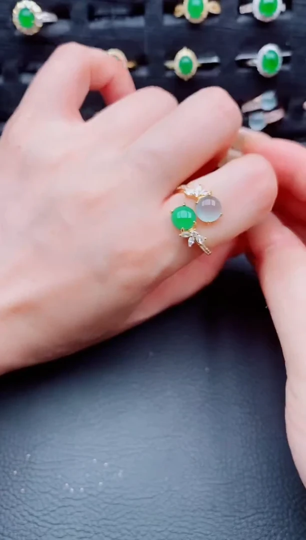 翡翠戒指银S925镶嵌天然a货翡翠101