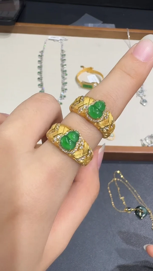 翡翠戒指银S925镶嵌X0623-1822-317多样性一件