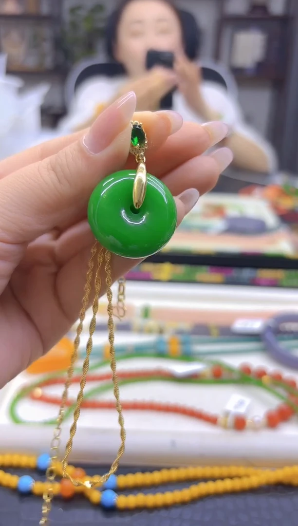 吊坠(赠链)14K金镶嵌翡翠DIY款D324