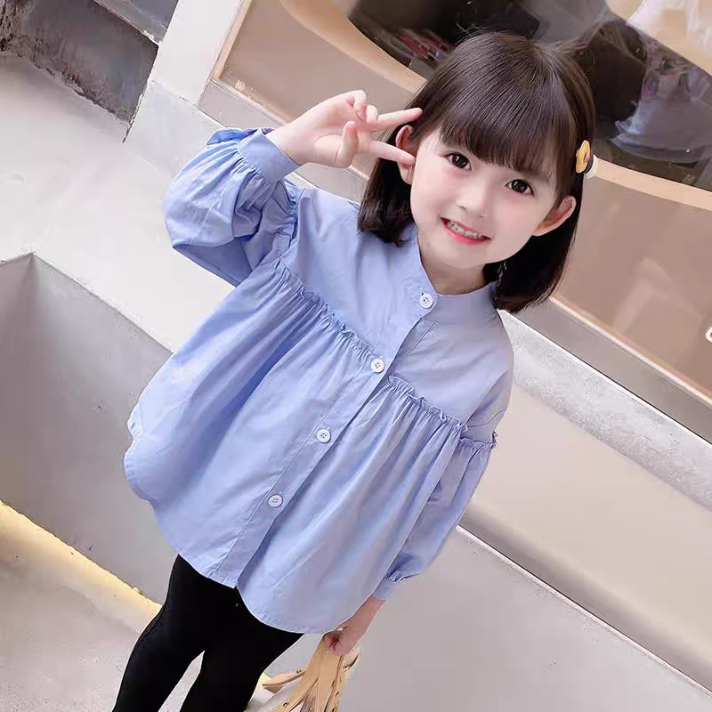 韩系女童棉长袖衬衫韩版2025春夏儿童娃娃衬衣宝宝洋气公主裙1070