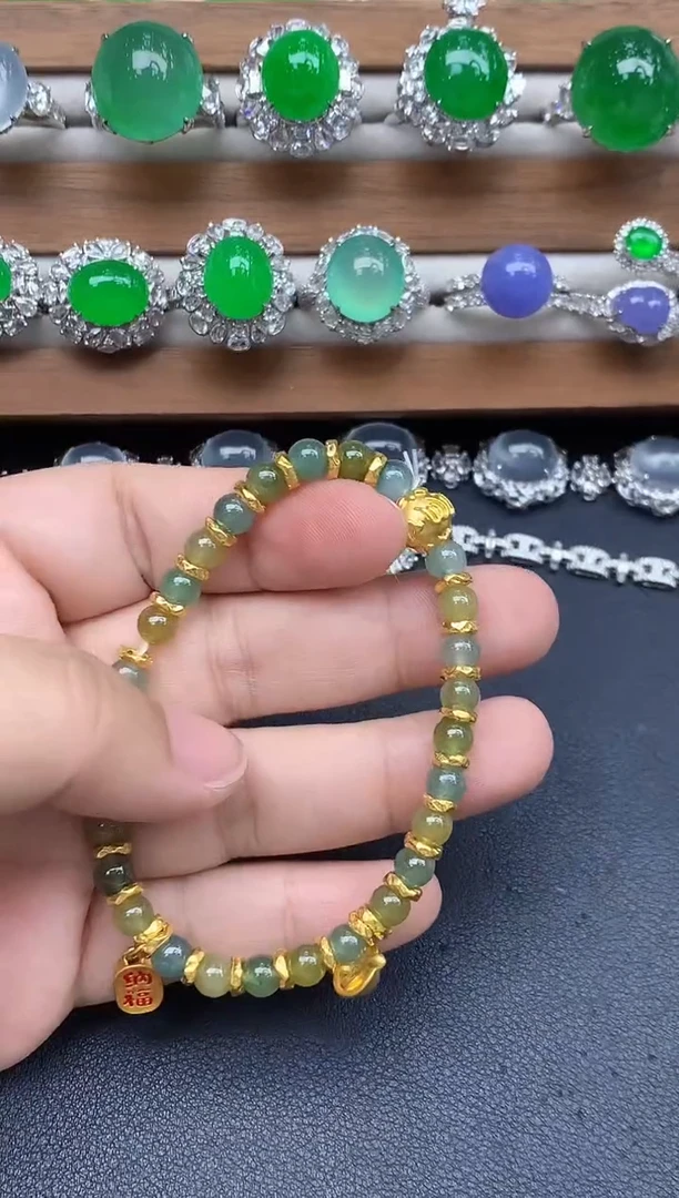 足金镶嵌手链翡翠481-中国好珍宝