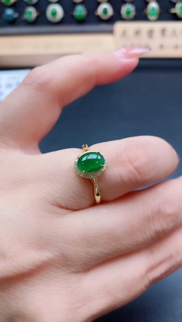 银S925镶嵌戒指翡翠1