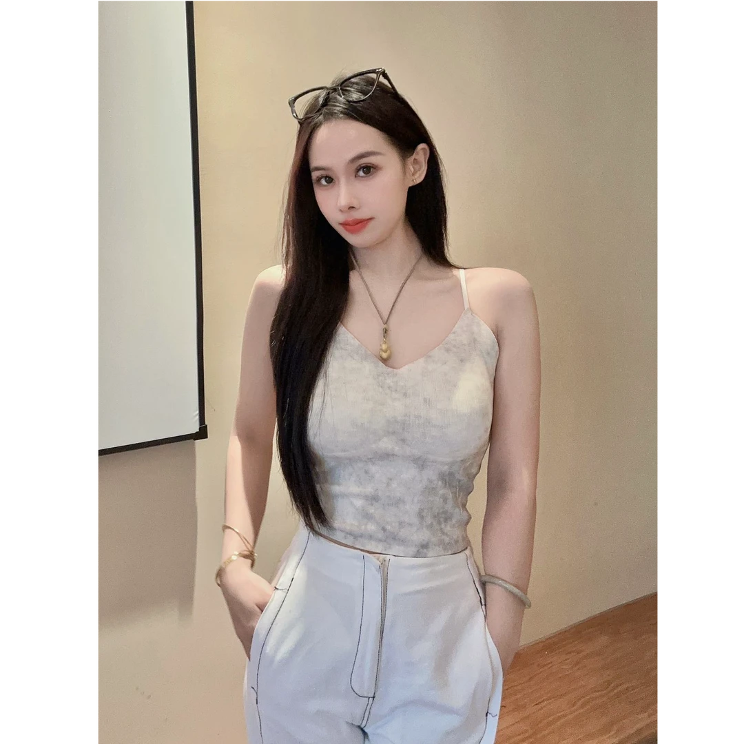 夏季柔光晕染空气裸感美背3D无痕吊带内衣小众设计感背心内搭外穿