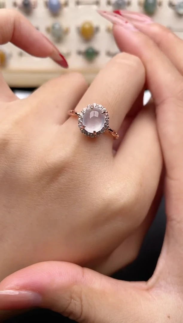 【闪购商品】翡翠戒指银S925镶嵌一物一证一礼盒