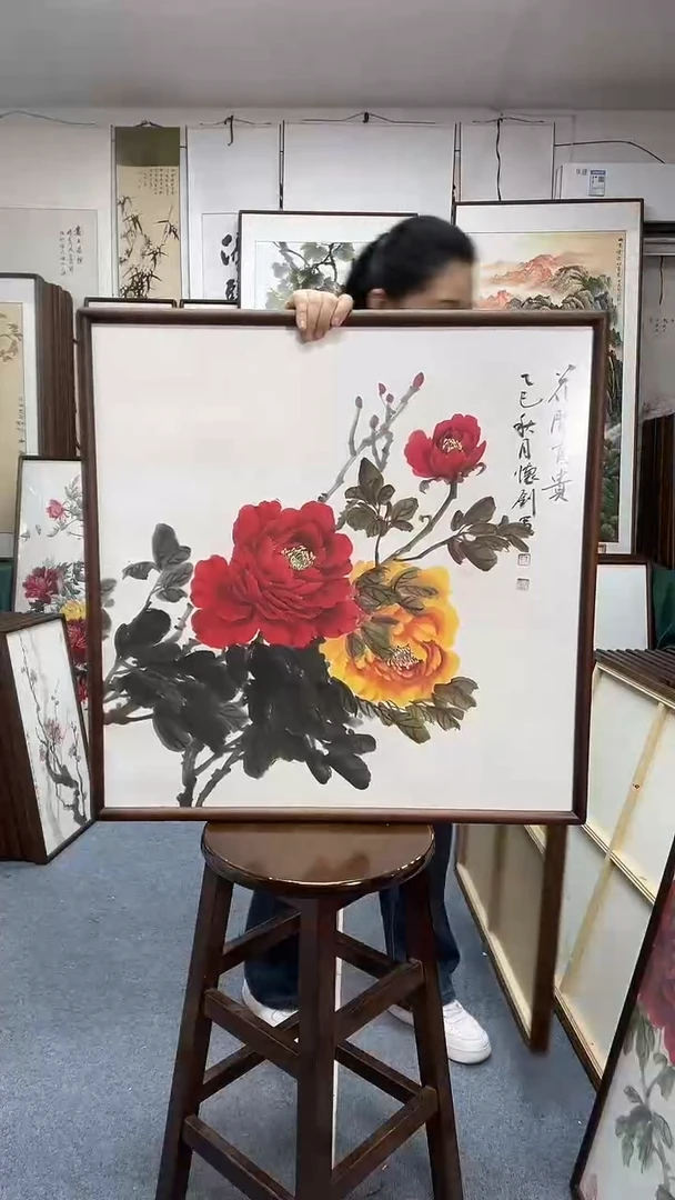 国画尺寸70*70实木画框京东包邮手绘