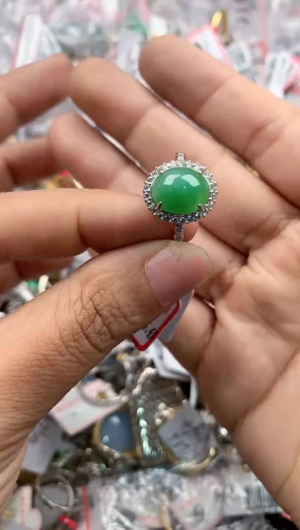 银S925镶嵌戒指翡翠7777-----7