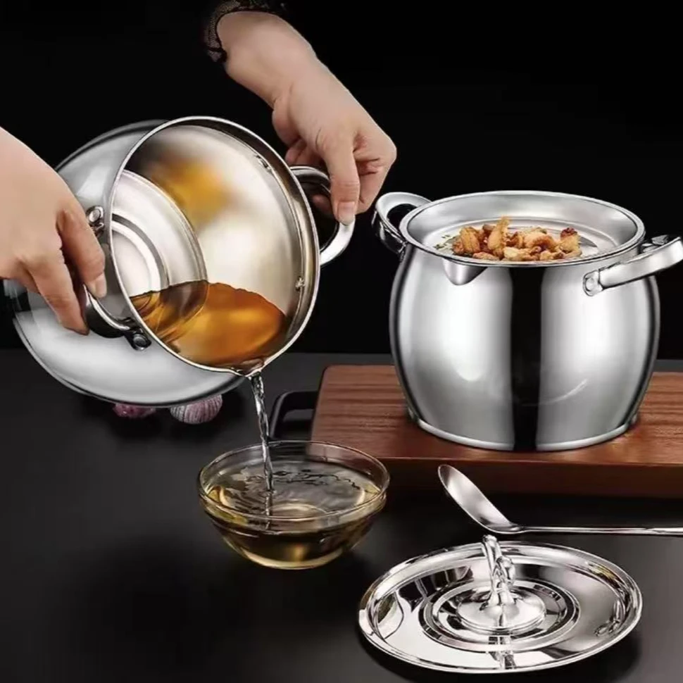 【新升级】带滤网猪油罐双耳猪油锅不锈钢带盖家用耐高温大容量油鼓