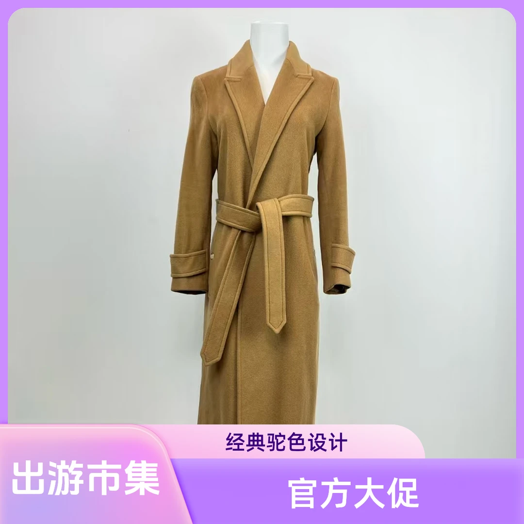 99新 BURBERRY/博柏利 241033/UK2/纯色翻领束腰长款大衣