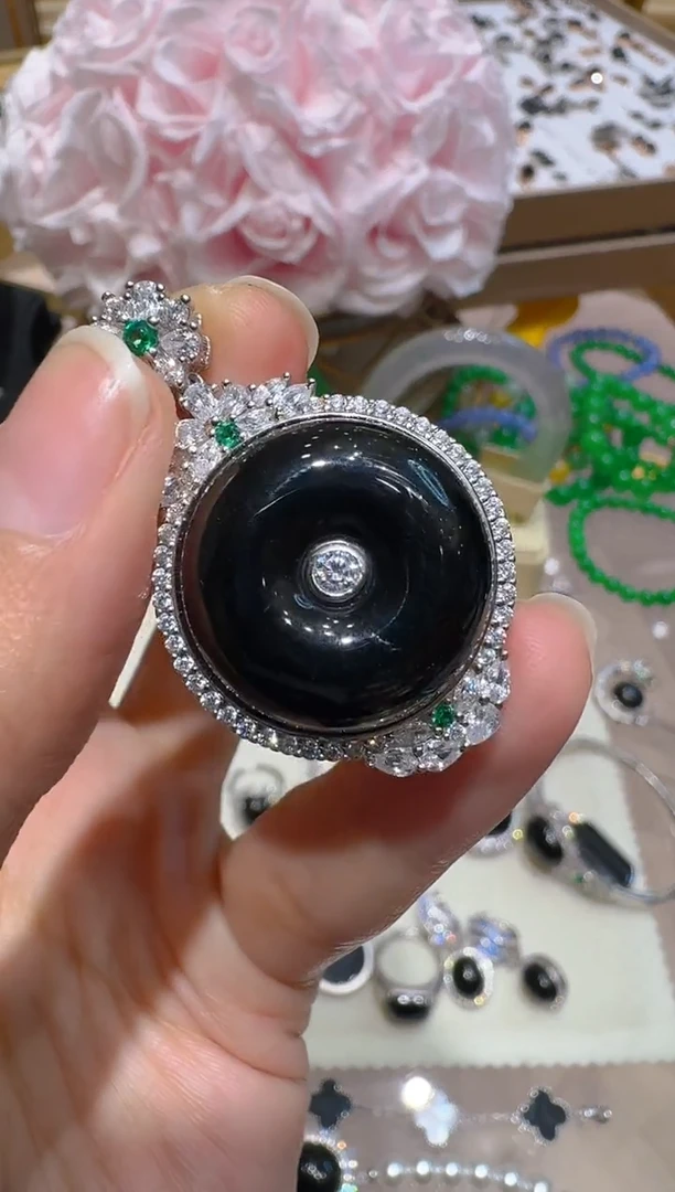 吊坠(不含链)银S925镶嵌翡翠多样性团购发一件