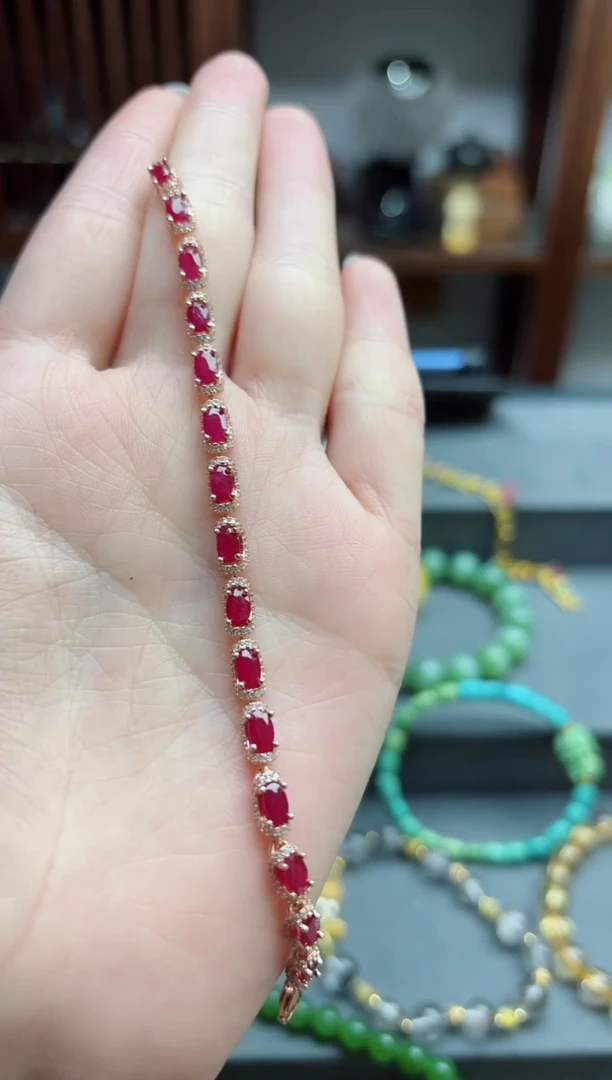 【闪购商品】红宝石手链银S925镶嵌红宝石手链 CB