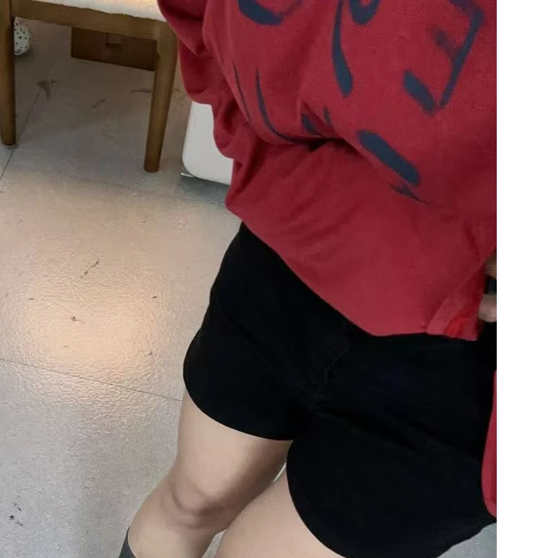 SISTERS黑色弹性牛仔小热裤短裤显瘦【裤长CM】【黑色有浮色】