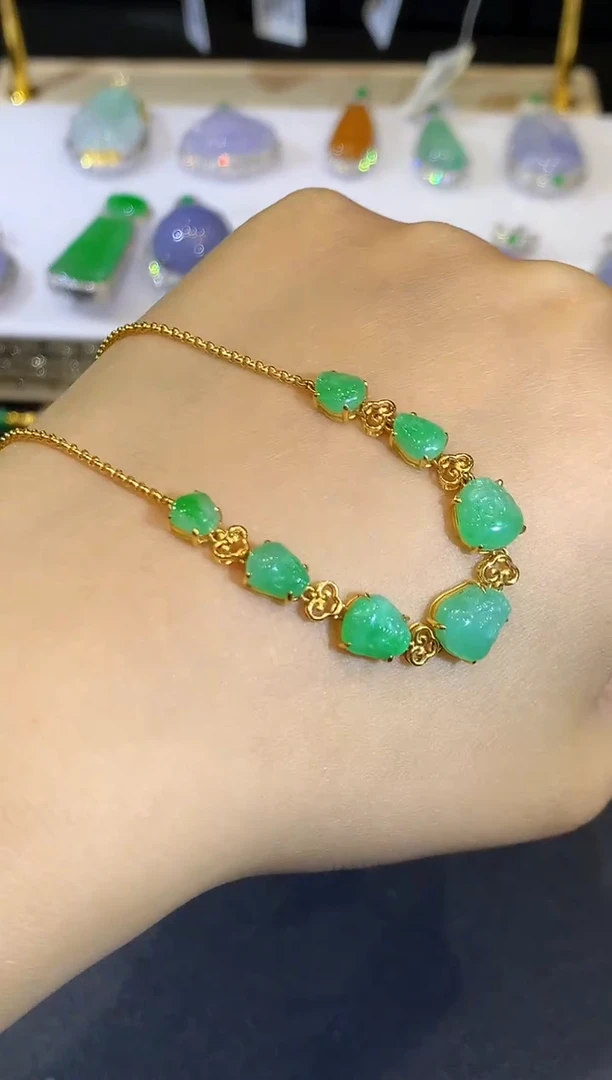 18K金镶嵌手链翡翠L多样性发其一