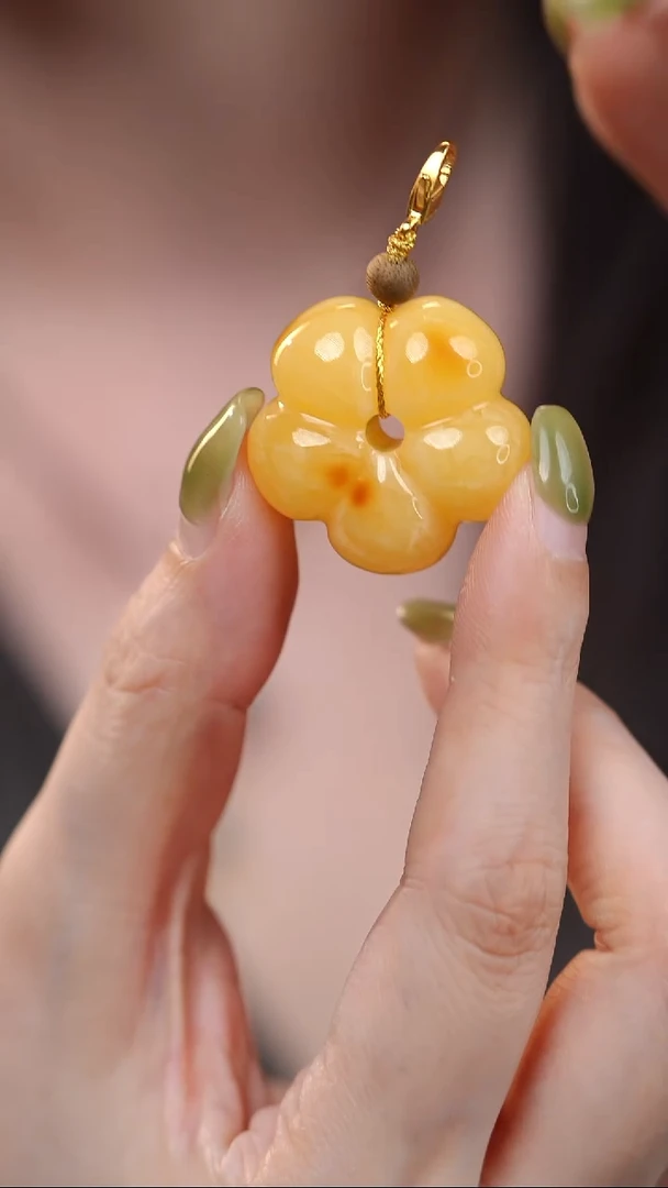 蜜蜡吊坠(不含链)银S925镶嵌花