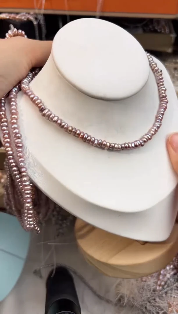 未镶嵌福利淡水珍珠粉紫色*强光珍珠项链5mm左右（多样性发一）