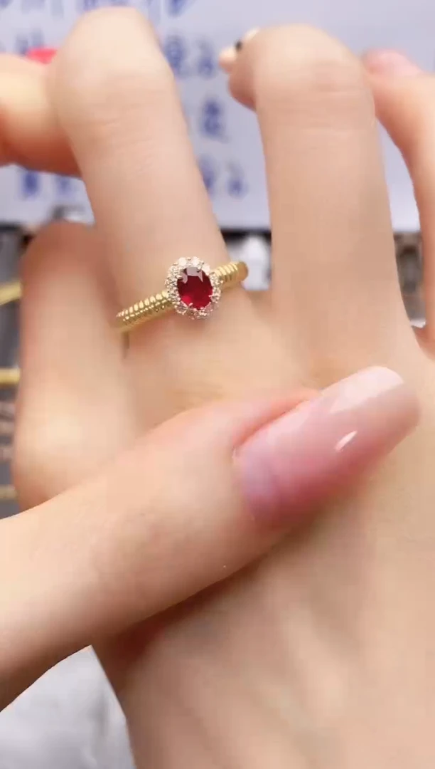 18K金镶嵌戒指红宝石-专柜-