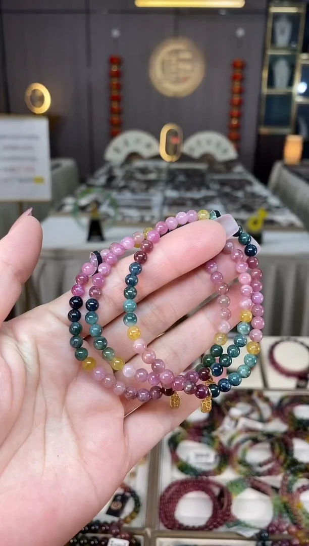 未镶嵌老矿碧玺单圈手串4mm+碧玺hon多样性发货一条