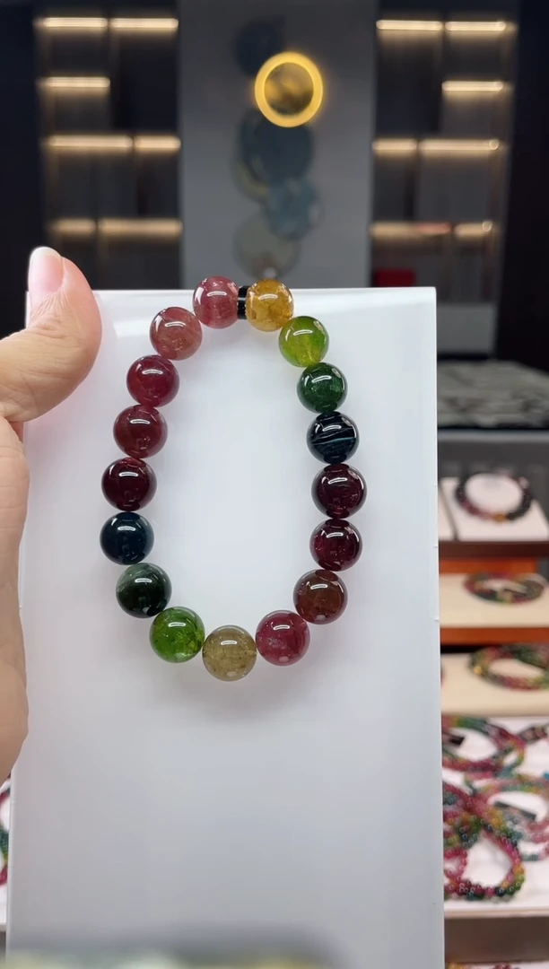 未镶嵌老矿碧玺单圈手串12mm+碧玺肖**?（多样性发一条）Q