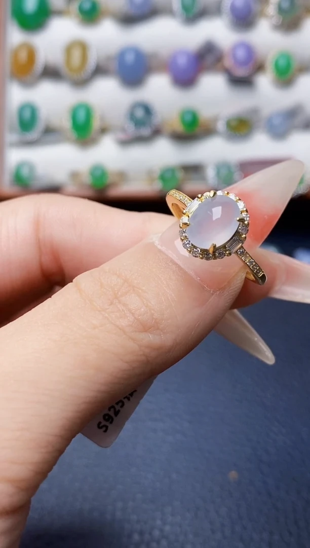 银S925镶嵌戒指翡翠0009