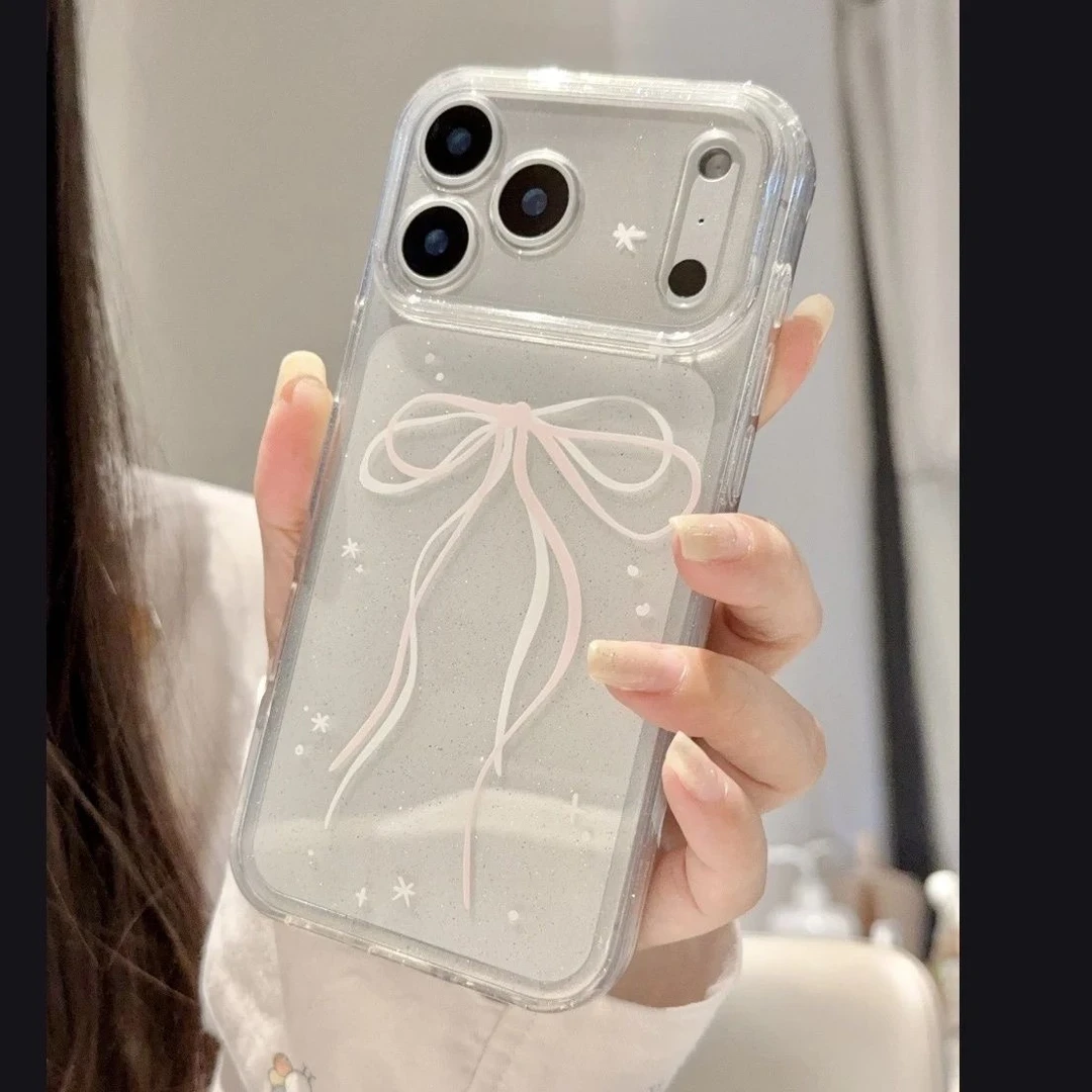 粉蝴蝶结适用iphone17Promax/16Pro太空手机壳华为P70vivo小米17