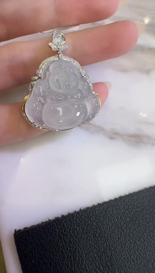 翡翠18K金镶嵌吊坠(不含链)【源头工厂】钻石镶嵌