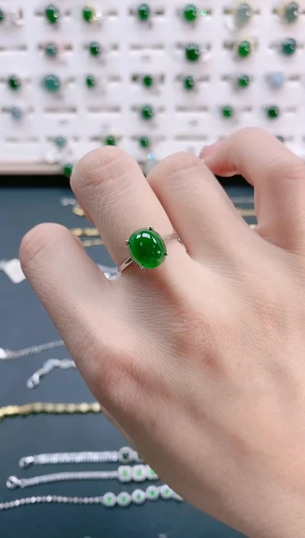 【闪购商品】翡翠戒指银S925镶嵌天然翡翠