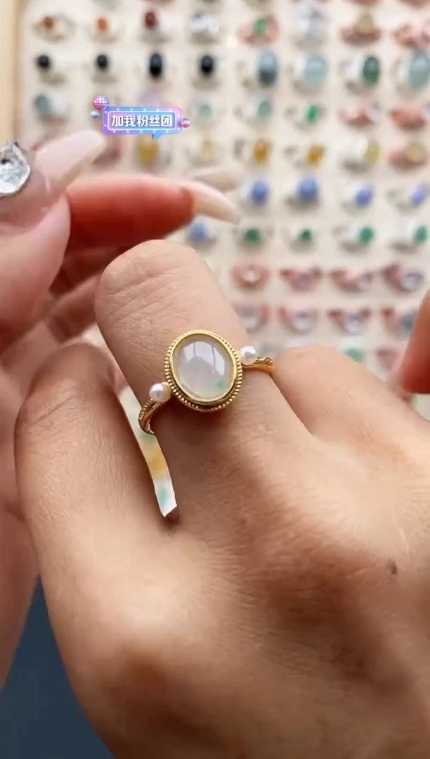 【闪购商品】翡翠戒指银S925镶嵌缅甸天然A货翡翠111  2+9