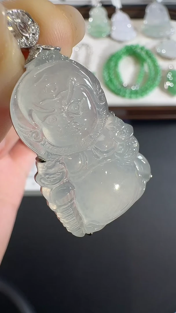 吊坠(不含链)18K金镶嵌翡翠【源头工厂】钻石镶嵌