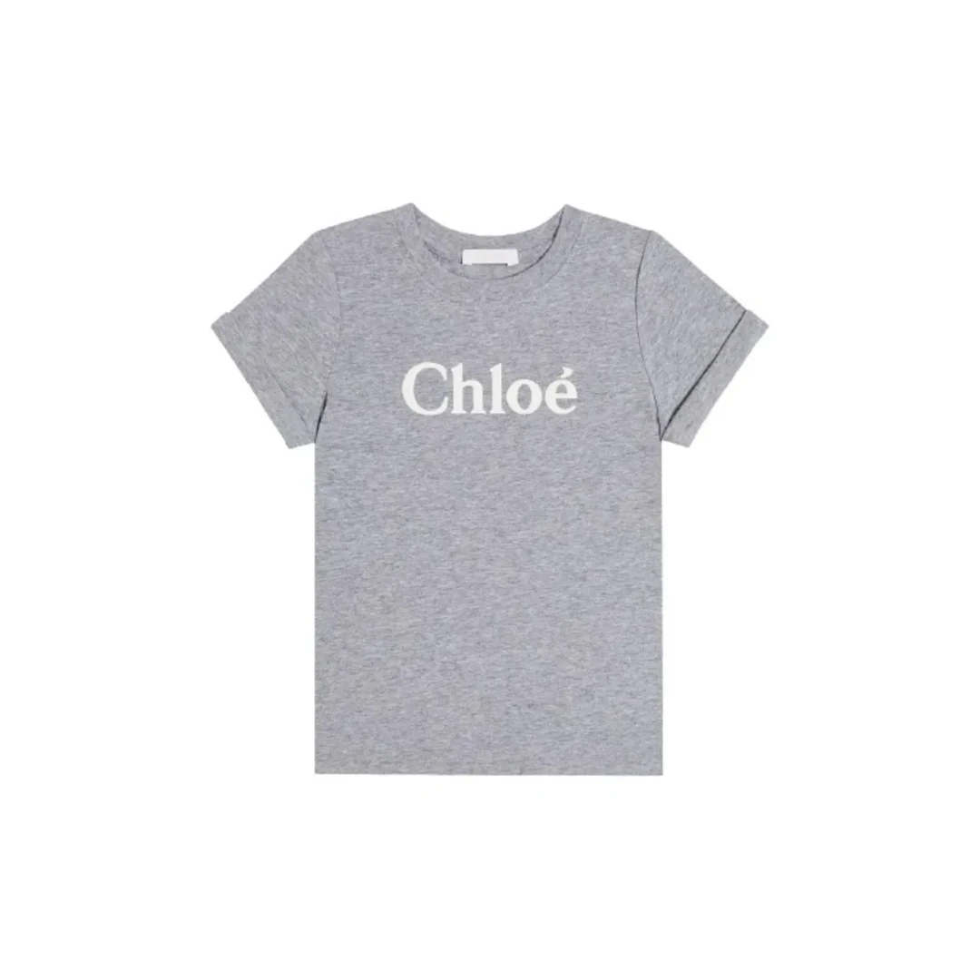 未使用 Chloe/蔻依 字母印花圆领套头短袖T恤 灰色