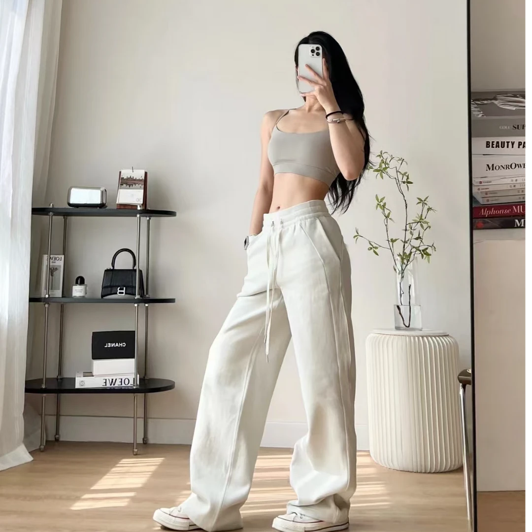 (南油）一样一样的Scuba女士新款加绒保暖中腰阔腿运动长裤