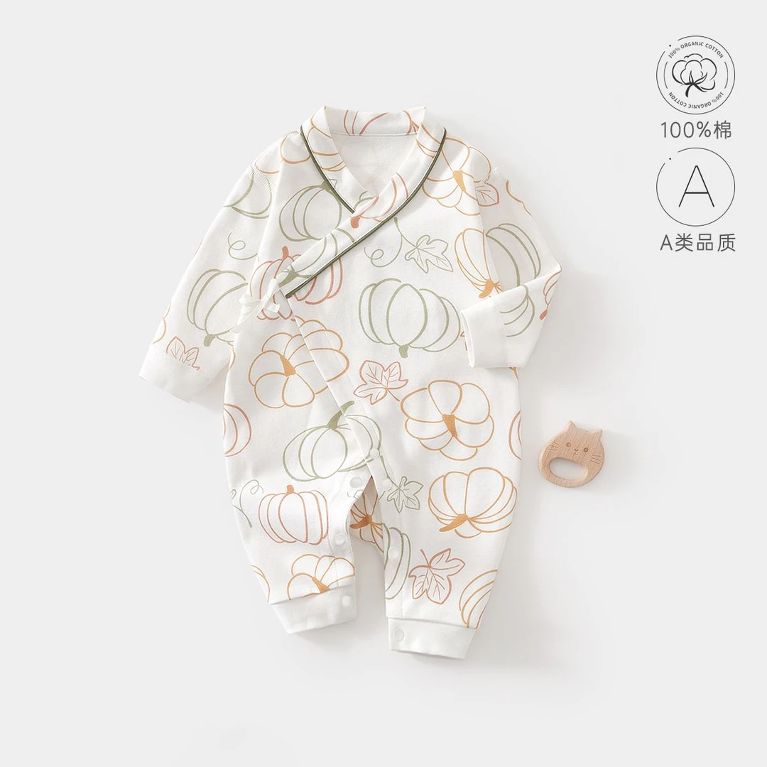 婴儿纯棉连体衣春秋满月宝宝a类服装无骨长袖初生新生儿蝴蝶衣服