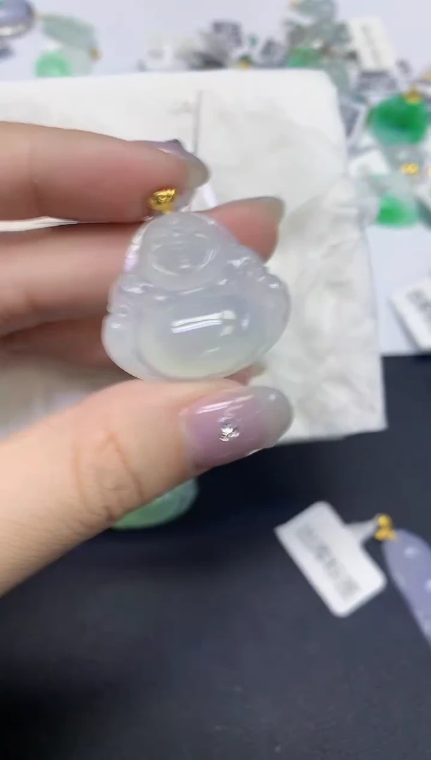 颈饰18K金镶嵌翡翠天然缅甸翡翠A货百元以上9元证书费自理