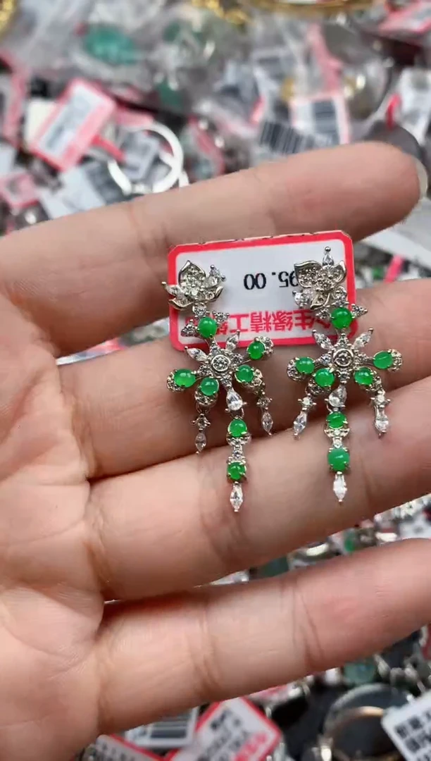 银S925镶嵌戒指翡翠天然A货缅甸翡翠天然A货缅甸翡翠