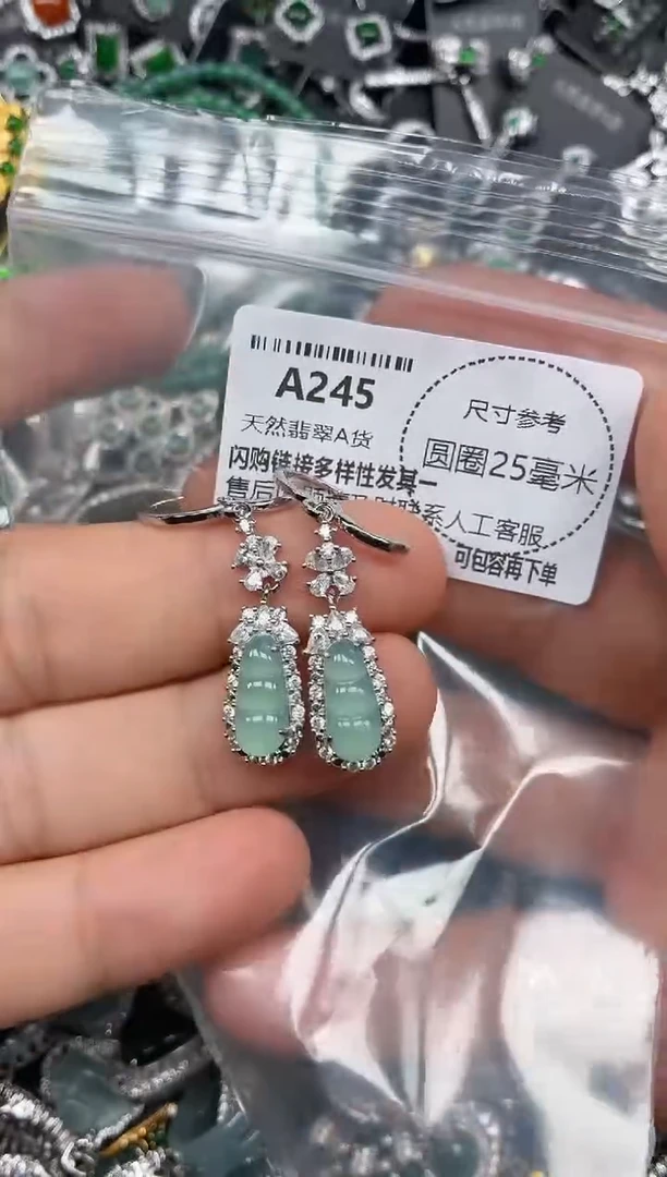颈饰未镶嵌翡翠A245耳扣