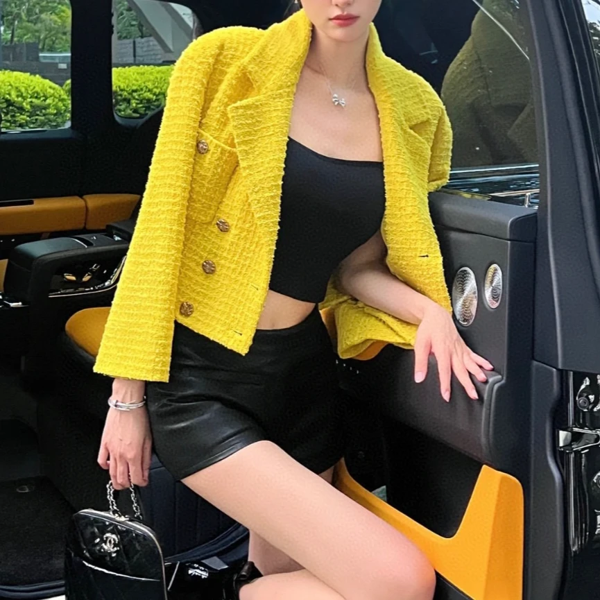 99新 Chanel/香奈儿 琉璃双排扣粗花呢外套 34码 J00305