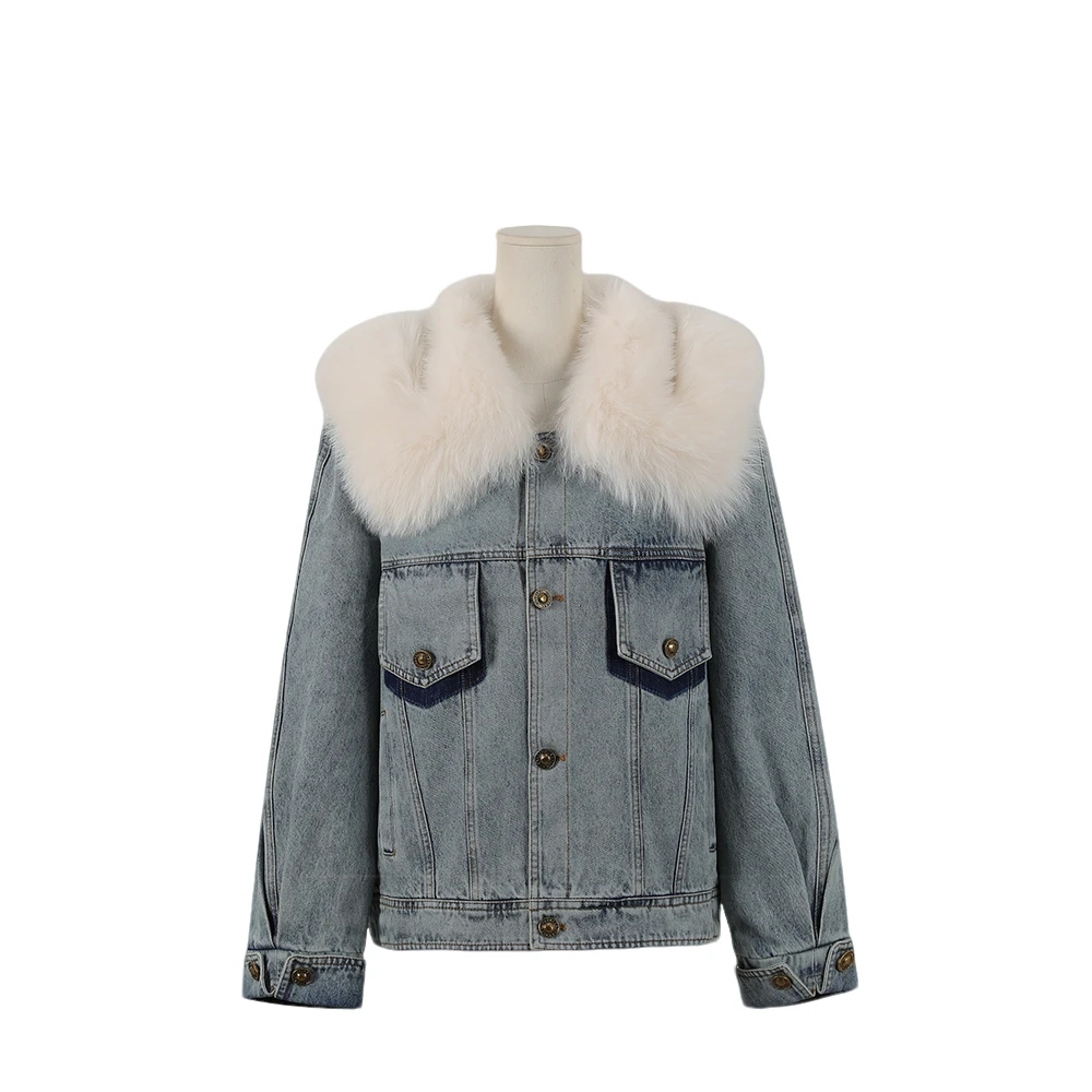 冬季新款时尚牛仔鹅绒设计感羽绒服2387