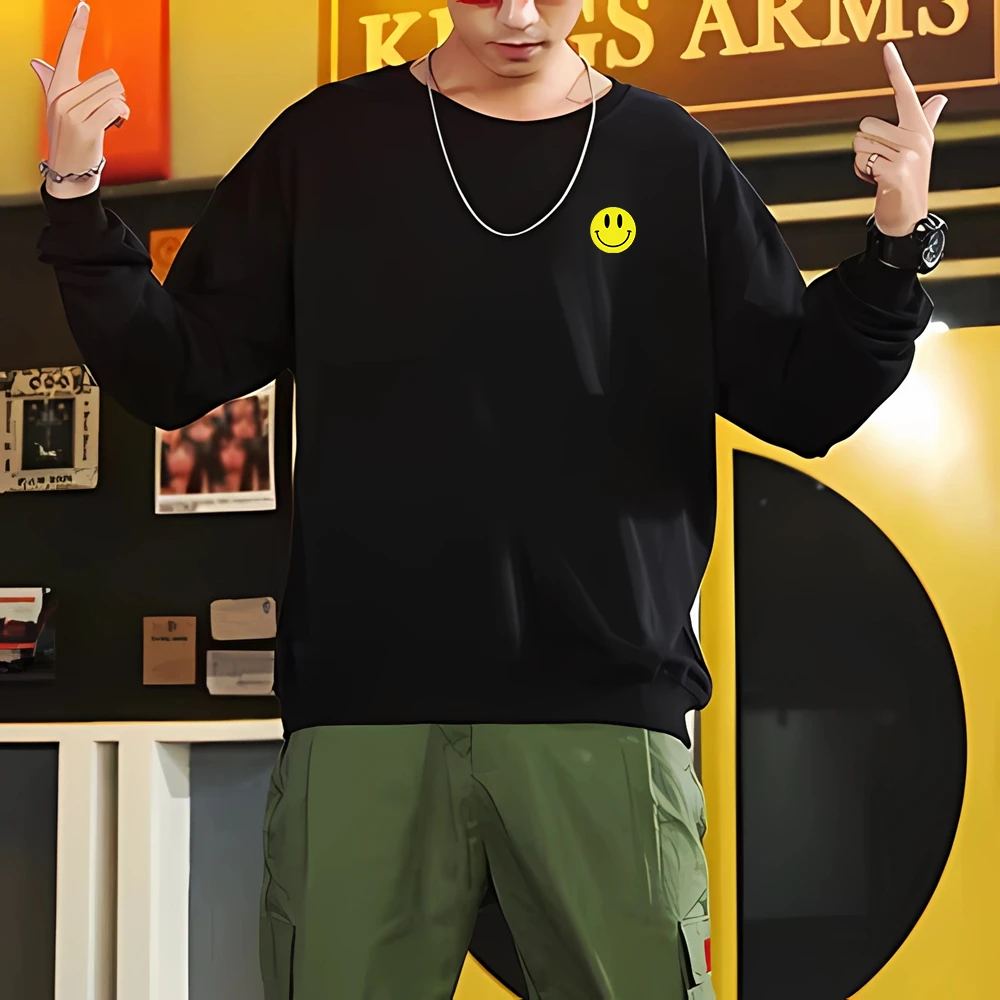 秋冬季学生套头卫衣长袖笑脸圆领美式定制餐饮工作服男长袖印外套