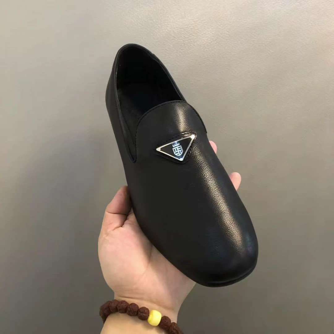 男鞋高品质舒适皮鞋男黑色软底软面一脚蹬真皮豆豆鞋轻便百搭商务