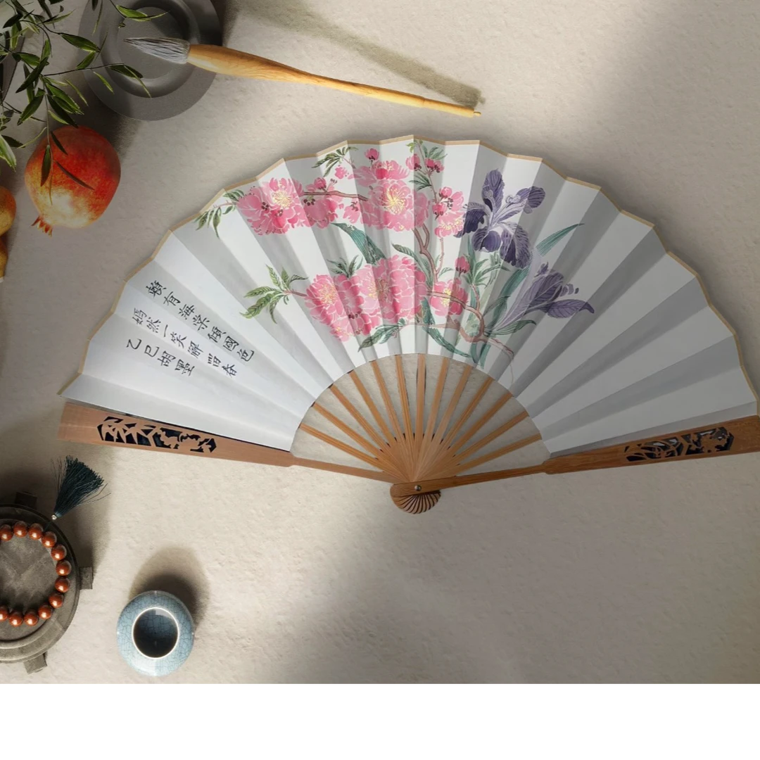 【手绘秘彩描金】春色图——胡墨—扇面